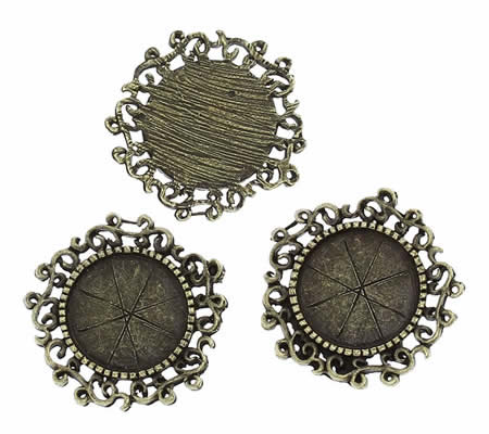 1x Cabochon houdertje Brons