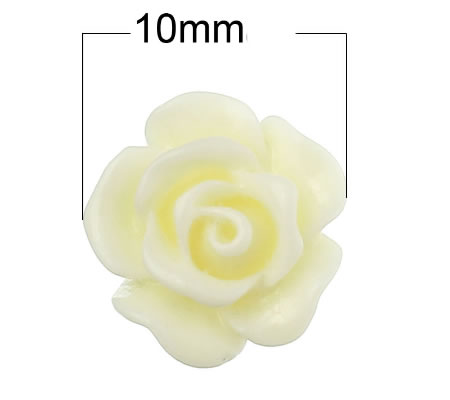 1x Cabochon Roosje gebroken wit