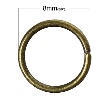 100 stuks Open Ring brons 8 x 1 mm