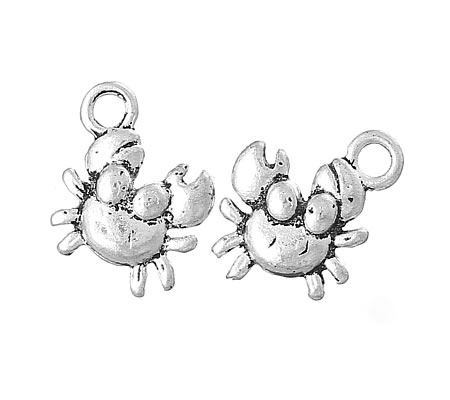 1x Bedeltje Krab Donker Zilver