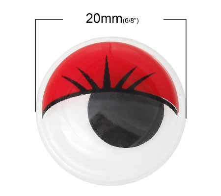 1x Beweegbare poppen ogen Rood 20 mm
