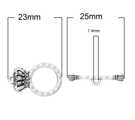 1x Kapittel Slotje Antiek Zilver Kroon
