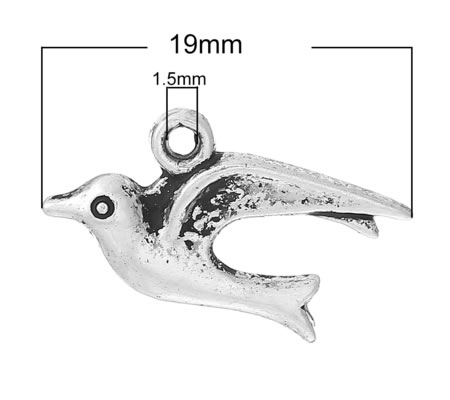 1x Bedeltje Donker Zilver vogeltje