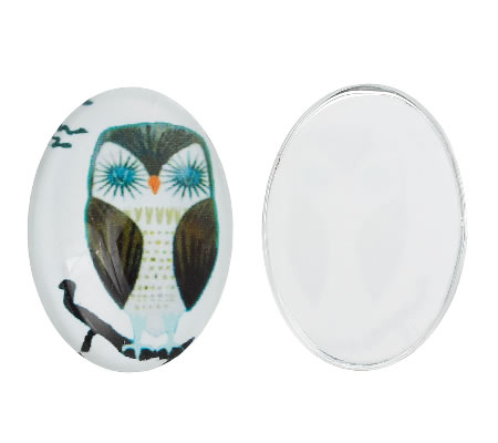 Glazen Cabochon 24 x 18 mm Uil