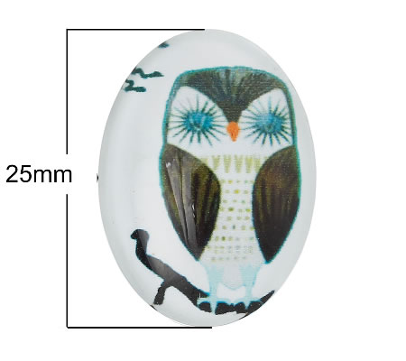 Glazen Cabochon 24 x 18 mm Uil