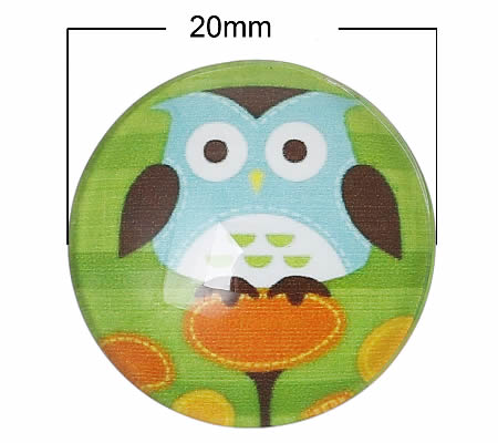 Glazen Cabochon Uiltje 20mm