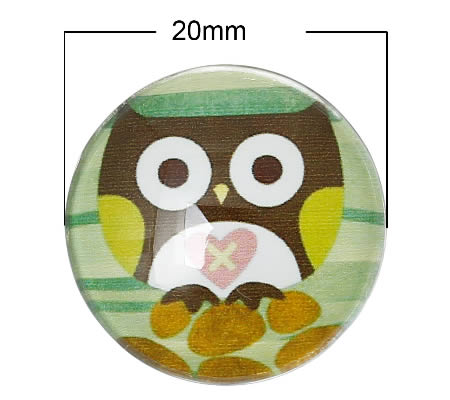 Glazen Cabochon Uiltje grijs 20mm