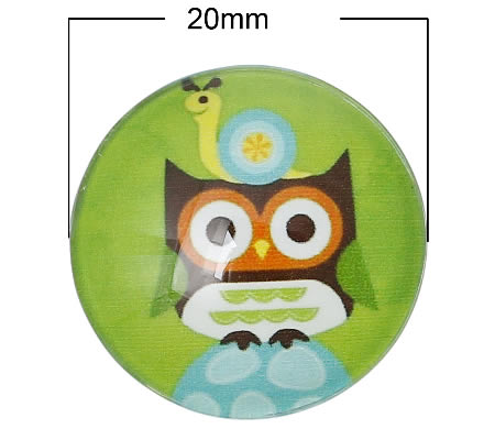 Glazen Cabochon Uiltje groen 20mm