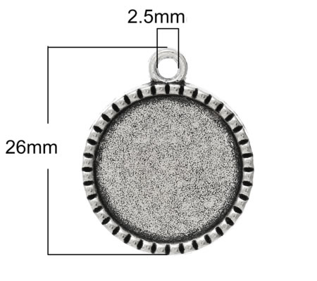 1x Cabochon Hanger Donker Zilver 18 mm