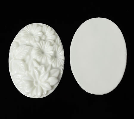 1x Cabochon Kunsthars Wit Ovaal