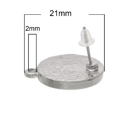 1 Paar Cabochon Stekertjes met oogje Donker Zilver