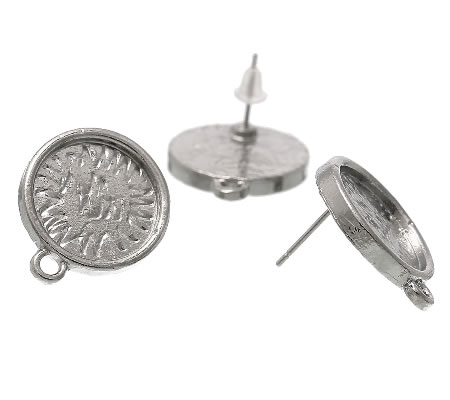 1 Paar Cabochon Stekertjes met oogje Donker Zilver