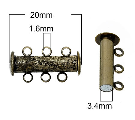 3-rij magneetslot Brons