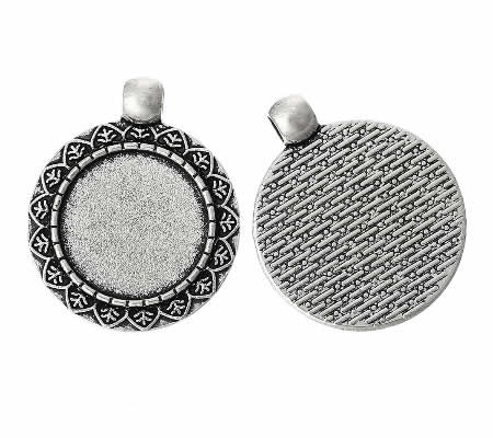 1x Cabochon Hanger Donker Zilver