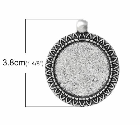 1x Cabochon hanger Donker Zilver