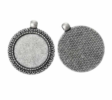 1x Cabochon hanger Donker Zilver