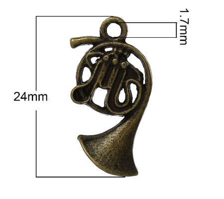 1x Franse Hoorn Bedeltje Brons