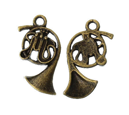 1x Franse Hoorn Bedeltje Brons