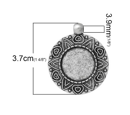 1x Cabochonhanger Donker Zilver 18mm