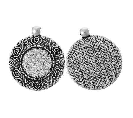 1x Cabochonhanger Donker Zilver 18mm