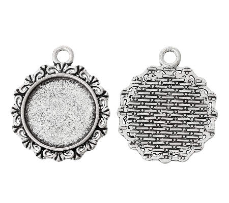 1x Cabochon hanger 18 mm Donker Zilver