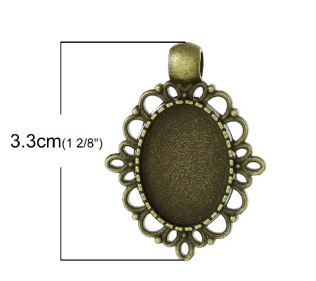 1x Cabochon hanger Brons