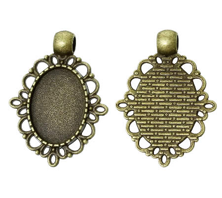 1x Cabochon hanger Brons