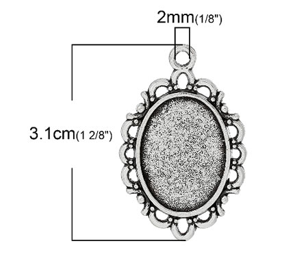 Cabochon Hanger Donker Zilver 13 x 18 mm
