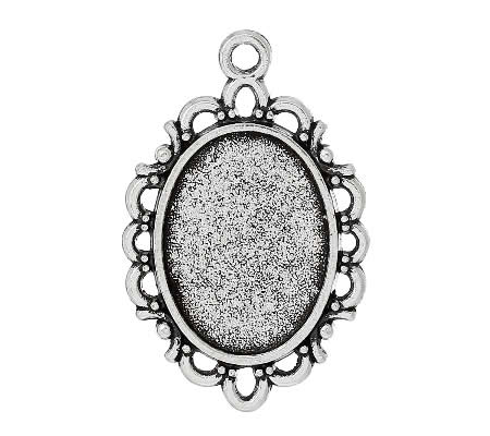 Cabochon Hanger Donker Zilver 13 x 18 mm