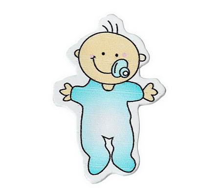 1x Houten Cabochon Baby Blauw