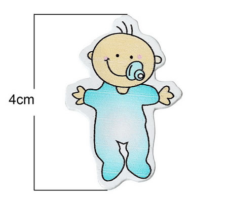 1x Houten Cabochon Baby Blauw