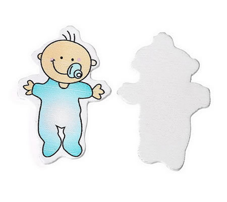 1x Houten Cabochon Baby Blauw