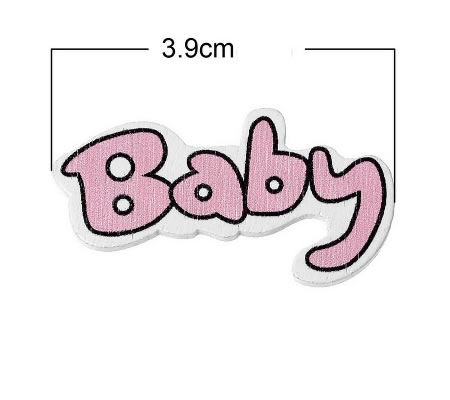 1x Houten Roze Cabochon Baby 