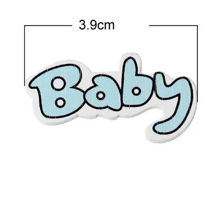 1x Houten Blauw Cabochon Baby 