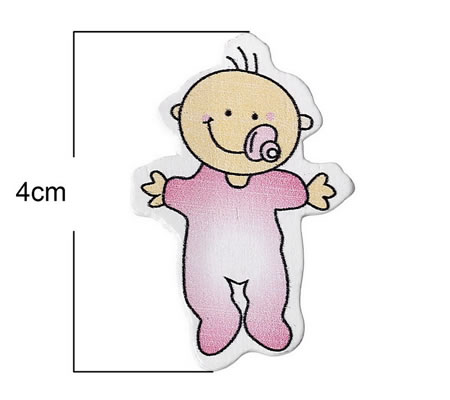 1x Houten Cabochon Baby Roze