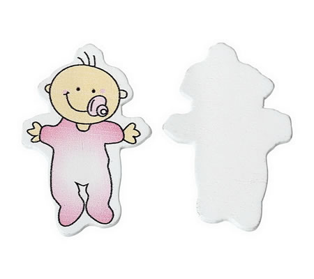 1x Houten Cabochon Baby Roze