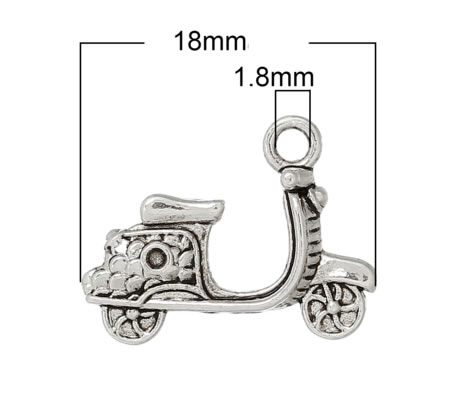 1x Bedeltje Scootertje Donker zilver