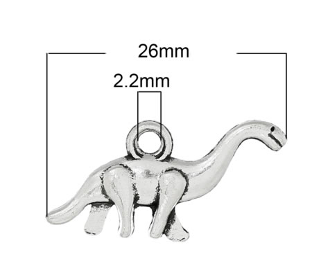 1x Bedeltje Dinosaurus Donker Zilver