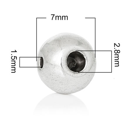 5 stuks 2-gaats kralen antiek zilverkleurig