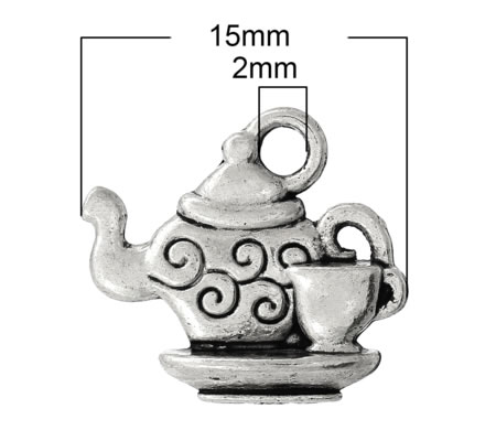 1x Theepot Bedel Donker Zilver 15 mm