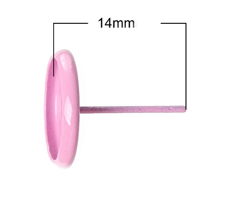 1 Paar Oorstekertjes Cabochon/Gespoten Roze