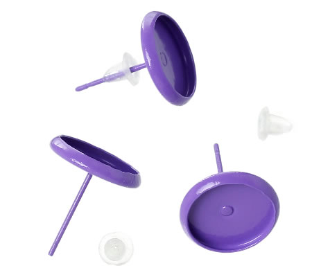 1 Paar Oorstekertjes Cabochon/Gespoten Lila