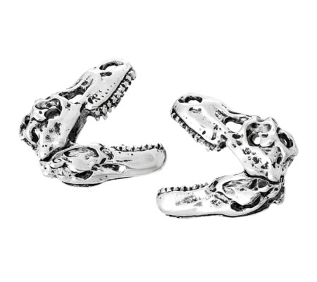 1x Grote Dinosauruskop Donker Zilver