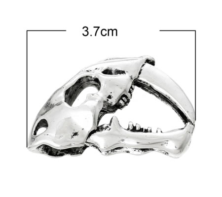 1x Grote Dinosauruskop Skelet Donker Zilver