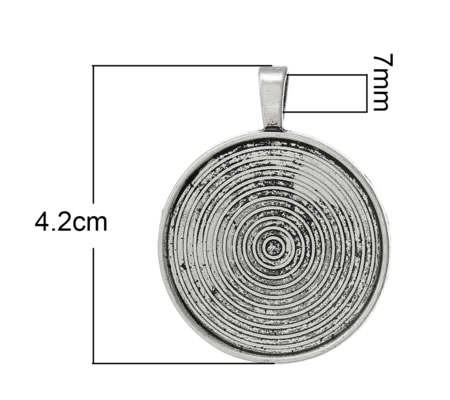 Cabochonhanger Donker Zilver 30mm Oud gemaakte look