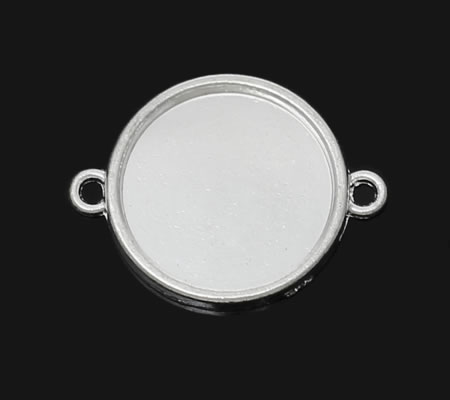 1x Connector Licht Zilver Cabochon 18 mm