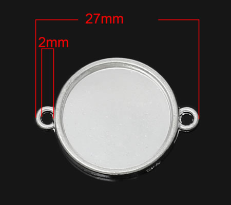 1x Connector Licht Zilver Cabochon 18 mm