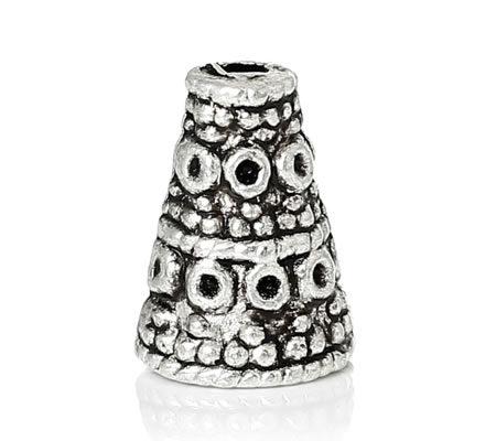 2x Kralen Kapjes Donker zilver 6 mm