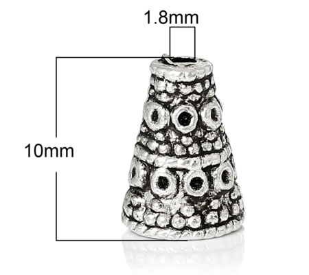 2x Kralen Kapjes Donker zilver 6 mm