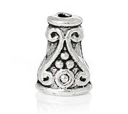 2x Kralen Kapjes Donker zilver 10 x 7 mm